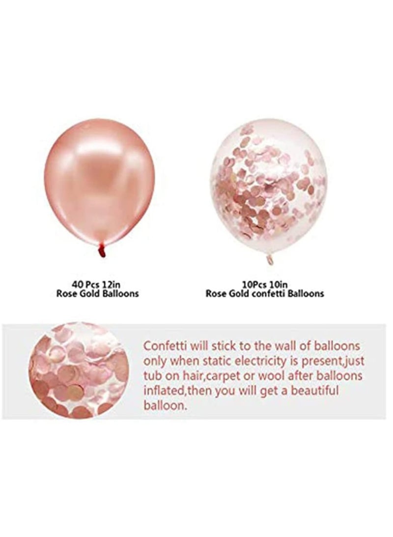 Zikra Birthday Balloon Set Rose Gold Birthday Party Decorations Kit Birthday Party Supplies with Banners, Confetti Balloons, Heart Foil Balloons,Star Balloons great for Men Women Birthday Party - Image 4