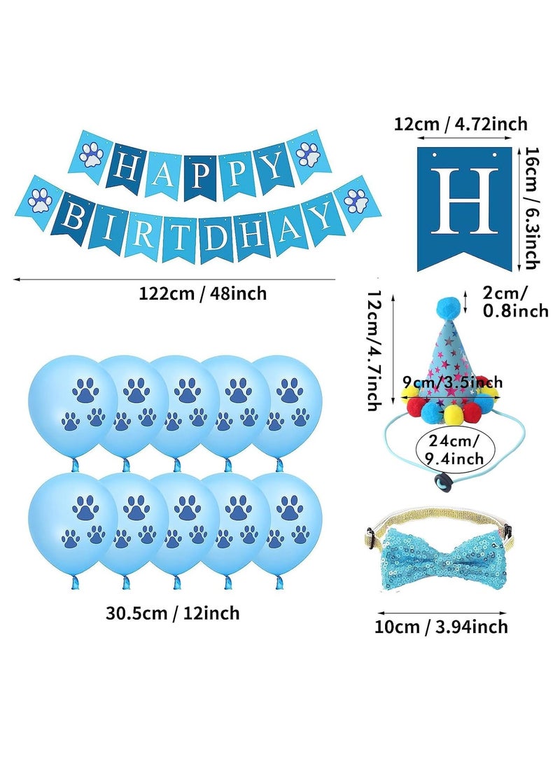 SOLARAE Dog Birthday Party Set - Includes Birthday Hat, Bandana Scarf with Cute Dog Bow Tie, Banner, and Balloons for Pet Party Decorations and Supplies - Image 4