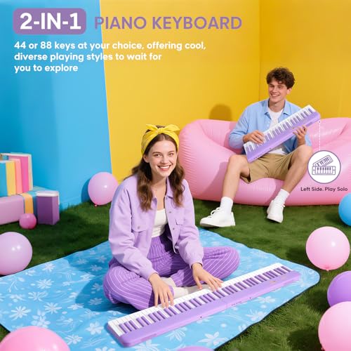 AiJoy Piano Keyboard 88 Keys with Magnetic Connection | for Beginners, Girls Gifts | Portable Foldable Electric Piano Keyboard, Lightweight Purple Keys, Sustain Pedal, Piano Bag(ASP-10M) - Image 5