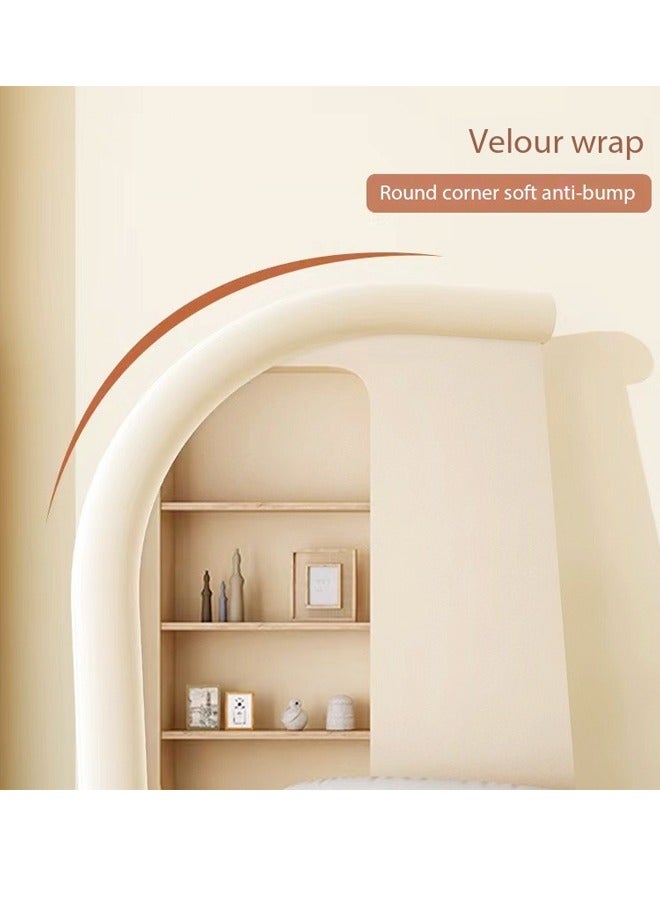 فاشون هوم مرآة فاخرة بتصميم قوس إسكندنافي حديث كامل الطول، يمكن تعليقها أو وضعها على الحائط، مرآة أرضية كبيرة لغرفة النوم، مرآة زينة مثبتة على الحائط، مرآة بإطار خشبي، زاوية مستديرة، 70×170 سم، لون أبيض - Image 3