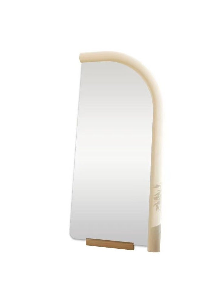 فاشون هوم مرآة فاخرة بتصميم قوس إسكندنافي حديث كامل الطول، يمكن تعليقها أو وضعها على الحائط، مرآة أرضية كبيرة لغرفة النوم، مرآة زينة مثبتة على الحائط، مرآة بإطار خشبي، زاوية مستديرة، 70×170 سم، لون أبيض - Image 4