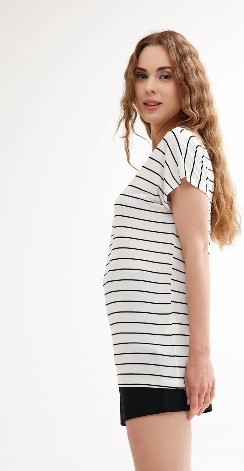 كوتن كونسيبت Front and Back V-Neck Basic Cotton T-Shirt
