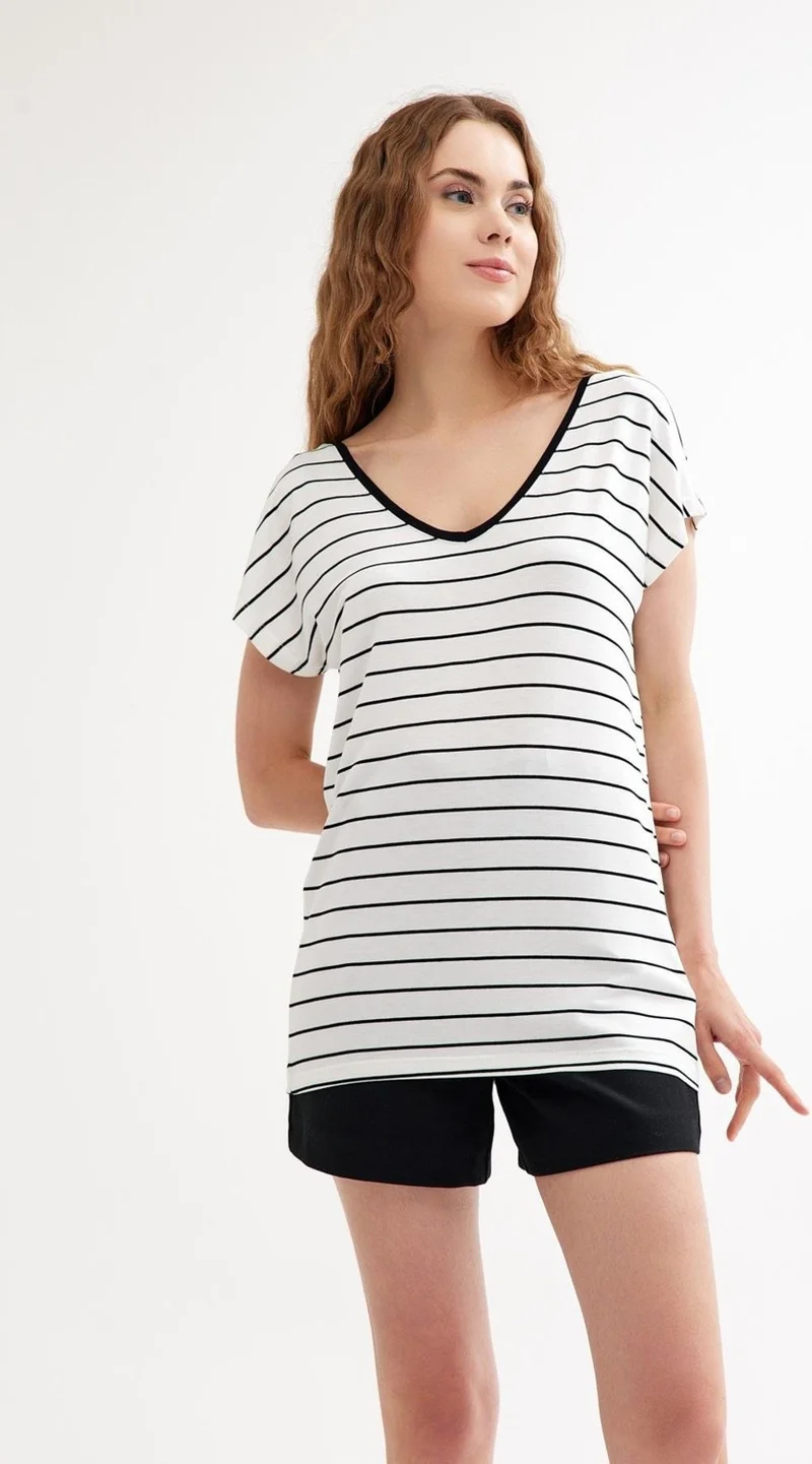 كوتن كونسيبت Front and Back V-Neck Basic Cotton T-Shirt