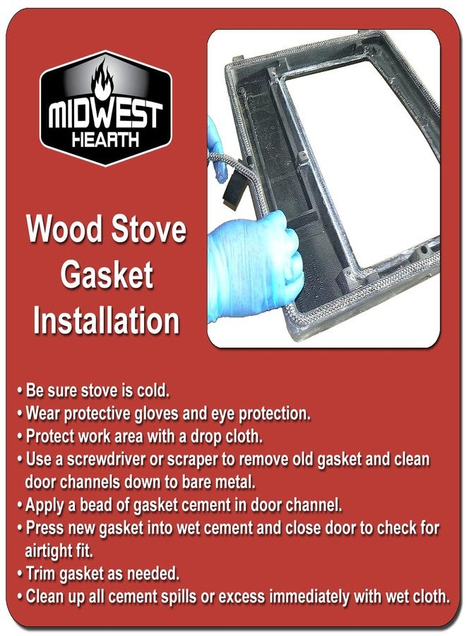 Midwest Hearth Wood Stove Replacement Gasket for Woodburning Stoves - Graphite Impregnated Fiberglass Gaskets (5/8" x 1/8" x 84" Flat) - Image 2
