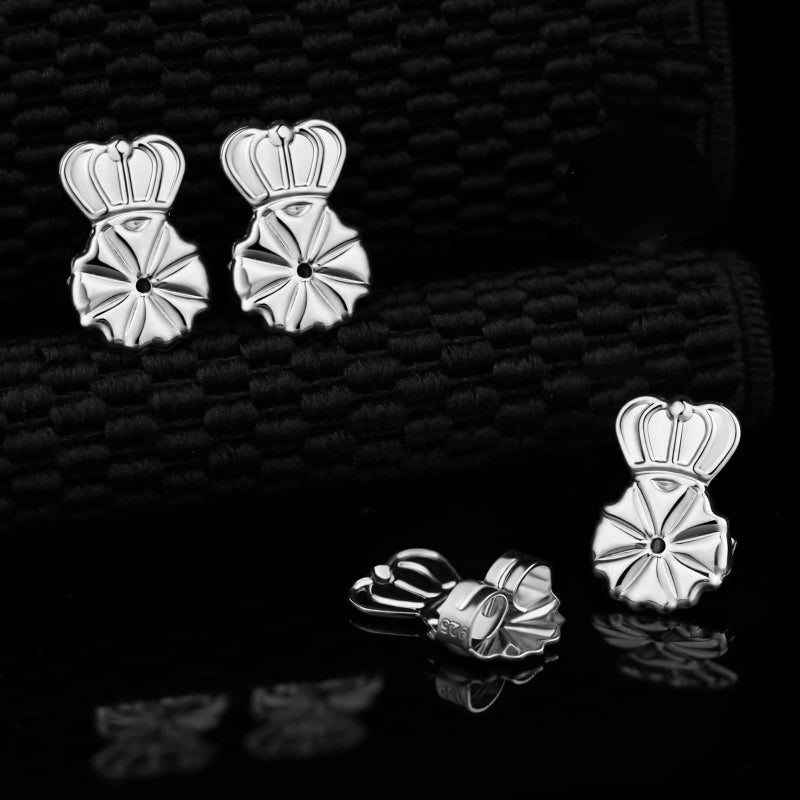 Kmeosch Anti-Droop Earring Backs - Support Backs for Heavy Earrings & Drooping Ears, Hypoallergenic Earring Lifters for Stretched Earlobes (Silvery, 2 Pair) - Image 4