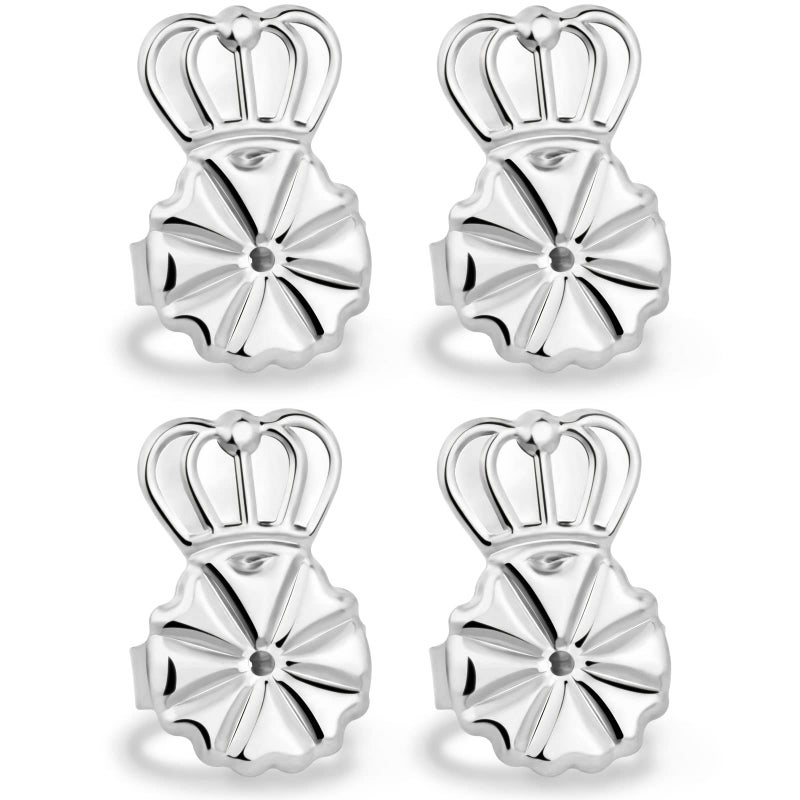 Kmeosch Anti-Droop Earring Backs - Support Backs for Heavy Earrings & Drooping Ears, Hypoallergenic Earring Lifters for Stretched Earlobes (Silvery, 2 Pair) - Image 1
