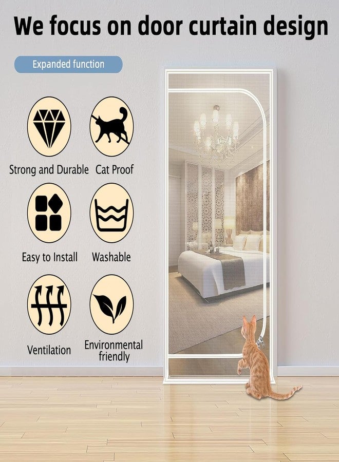 QWR Reinforced Cat Screen Door,Fits Door Opening Size 40''x 83'',Thickened Resistant Mesh Screen Door for Living Room,Kitchen,Bedroom,Cat Introduction Screen with Zipper Closure. - Image 4