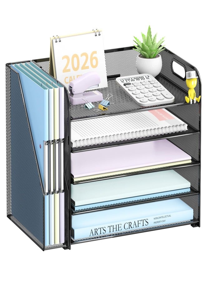 SUPEASY 5-Tier Desk Organizer with File Holder, Desk Organizers and Accessories, Paper Organizer for Desk, Mesh Desktop File Organizer, Workspace Organizers for Office School Home, Black - Image 1