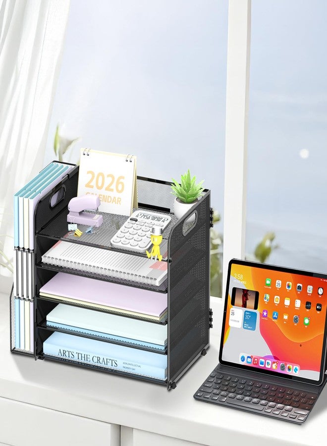 SUPEASY 5-Tier Desk Organizer with File Holder, Desk Organizers and Accessories, Paper Organizer for Desk, Mesh Desktop File Organizer, Workspace Organizers for Office School Home, Black - Image 4