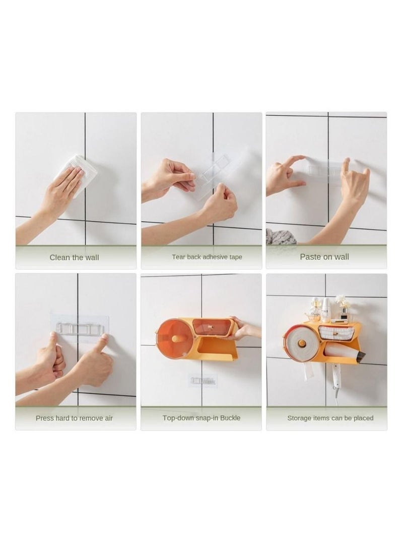 Alissa - Bathroom Disposable Face Towel and hair dryer rack (Orange) - Image 1