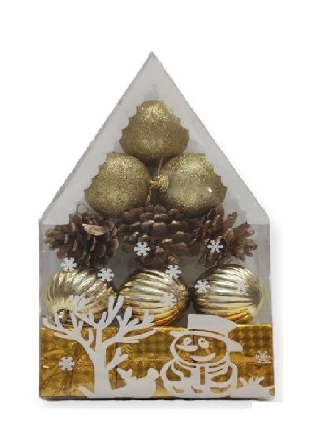 Tree Decorations Assorted 5 Cm Glittery Ornaments Pack Of 12 Gold