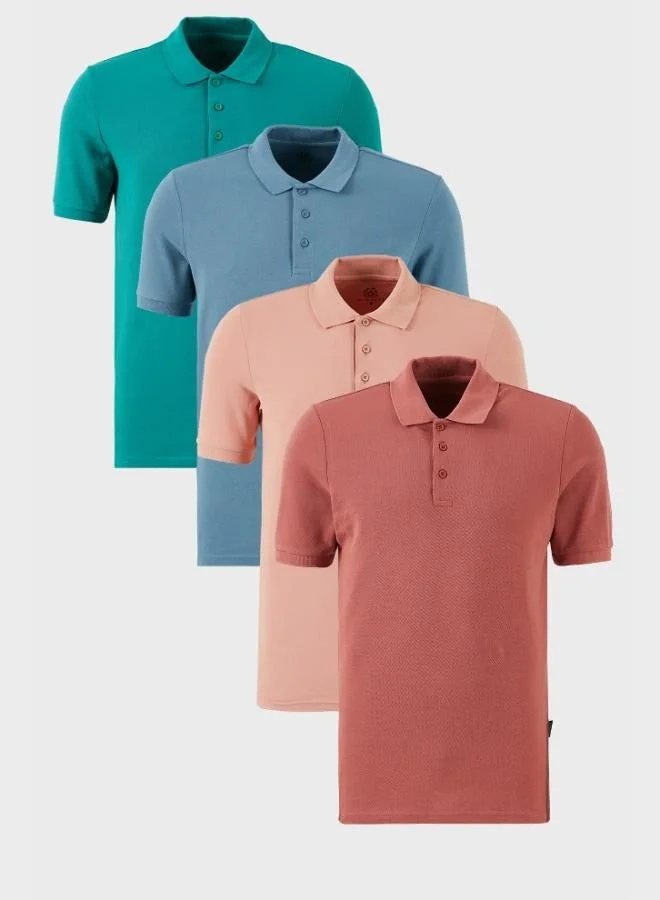 Buratti  Buratti Cotton Regular Fit Buttoned Polo Collar 4-Pack T Shirt Men's T-SHIRT 5902127S4 for Men | Best Price UAE
