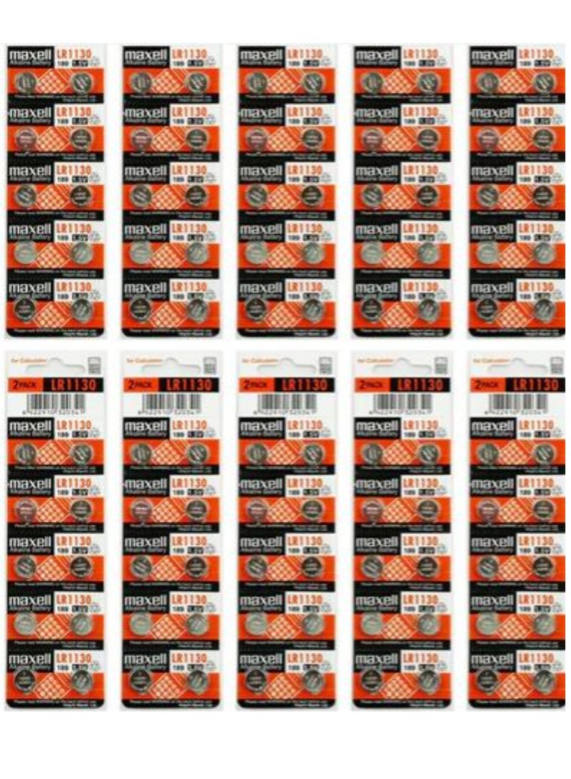 Maxell 100-Pieces Maxell  LR1130 (189) AG10 Alkaline 1.5V Batteries