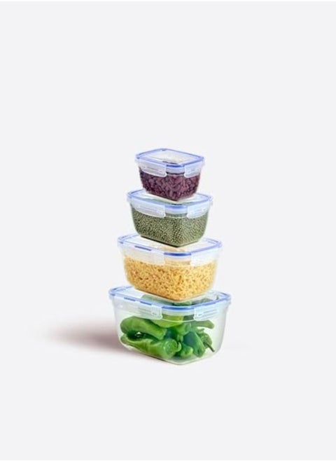 Dunya reusable plastic rectangular box container set can be used for food storage meal prep leftovers set consists of 4 pcs varies in the set 550 1000 1800 3000 ml transparent
