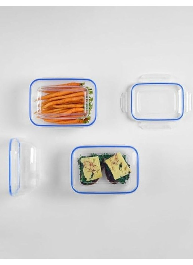 Dunya reusable plastic rectangular box container set can be used for food storage meal prep leftovers set consists of 4 pcs varies in the set 550 1000 1800 3000 ml transparent