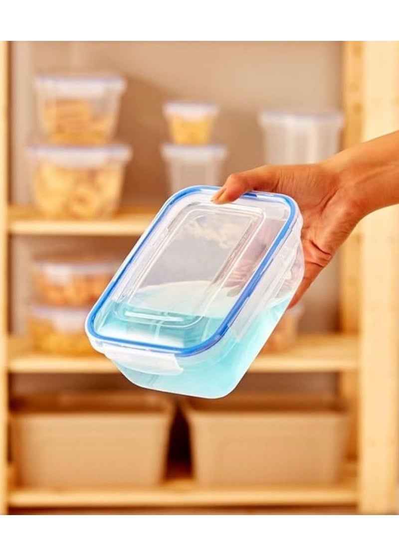 Dunya reusable plastic rectangular box container set can be used for food storage meal prep leftovers set consists of 4 pcs varies in the set 550 1000 1800 3000 ml transparent