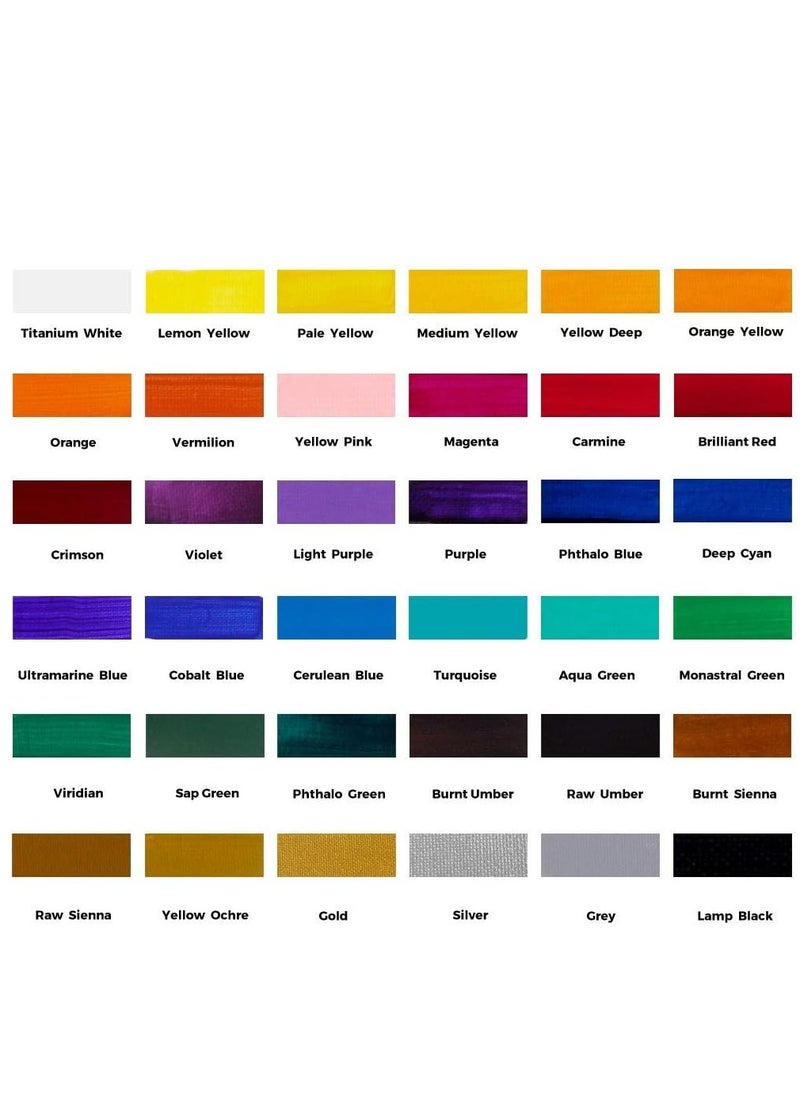 Mont Marte - Acrylic Paint Set 36 pcs 36ml Tubes Ideal for Acrylic Painting Brilliant Lightfast Colours with Great Opacity - Image 1