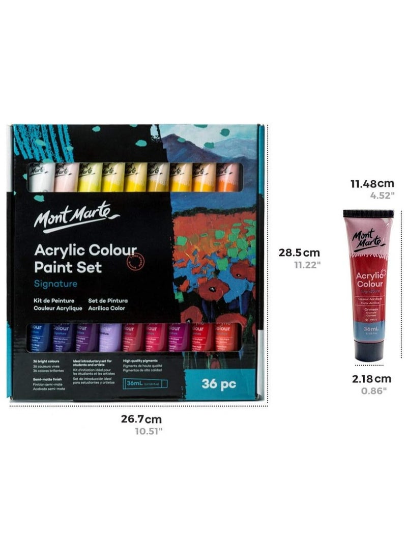 Mont Marte - Acrylic Paint Set 36 pcs 36ml Tubes Ideal for Acrylic Painting Brilliant Lightfast Colours with Great Opacity - Image 1