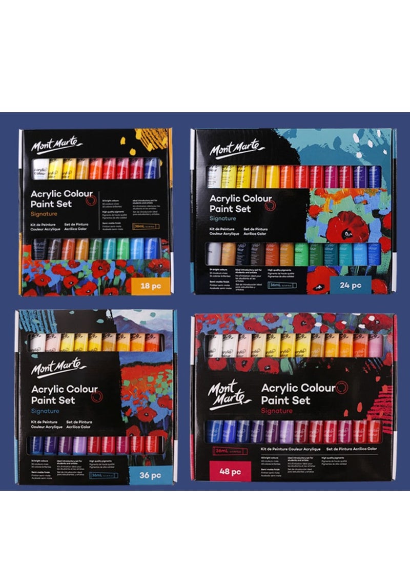 Mont Marte - Acrylic Paint Set 36 pcs 36ml Tubes Ideal for Acrylic Painting Brilliant Lightfast Colours with Great Opacity - Image 1