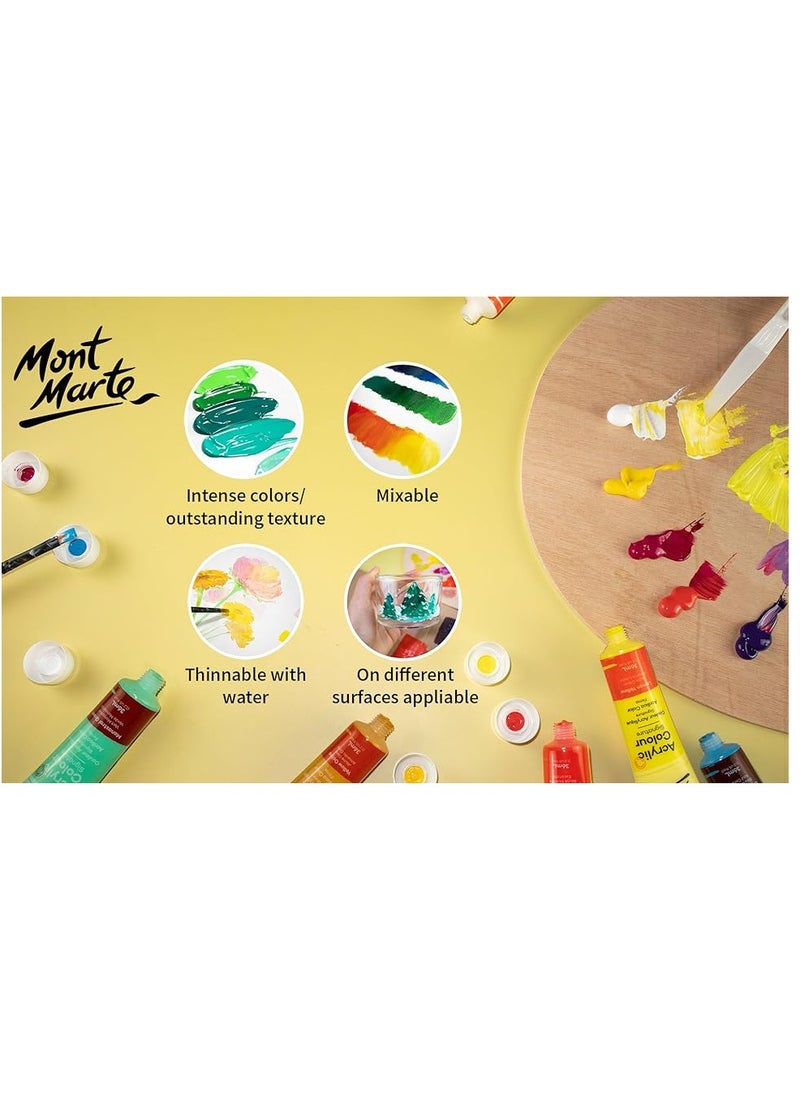 Mont Marte - Acrylic Paint Set 36 pcs 36ml Tubes Ideal for Acrylic Painting Brilliant Lightfast Colours with Great Opacity - Image 1