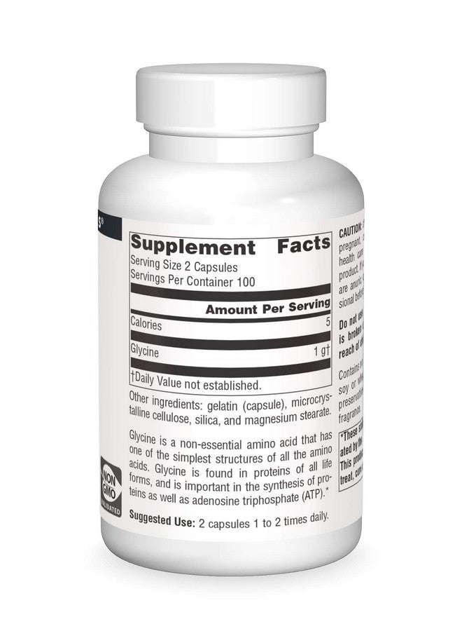 Source Naturals مكمل غذائي من حمض الأميني جليسين 500 ملغ - 200 كبسولة - Image 3