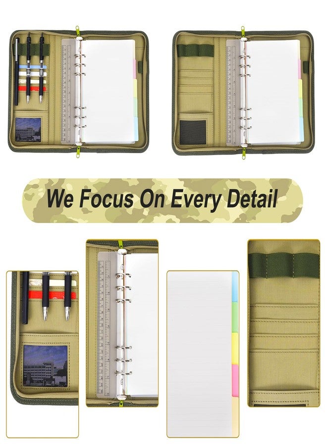 VEPKOIT Army Military Padfolio Ring Binder with Zippered Portfolio Organizer and Tactical Notebook Cover for A5 Folder, Small OCP Binder Planner for Men, 6 Ring Binder Organizer Military Notebook Cover(Multi) - Image 3