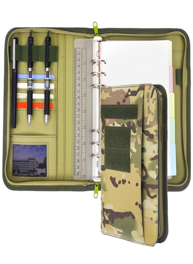 VEPKOIT Army Military Padfolio Ring Binder with Zippered Portfolio Organizer and Tactical Notebook Cover for A5 Folder, Small OCP Binder Planner for Men, 6 Ring Binder Organizer Military Notebook Cover(Multi) - Image 1