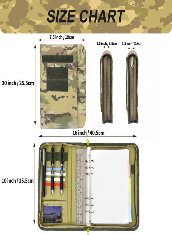 VEPKOIT Army Military Padfolio Ring Binder with Zippered Portfolio Organizer and Tactical Notebook Cover for A5 Folder, Small OCP Binder Planner for Men, 6 Ring Binder Organizer Military Notebook Cover(Multi) - Image 2
