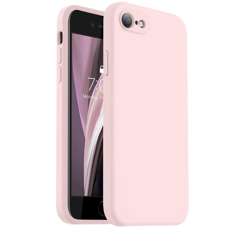 Vooii for iPhone SE Case 2022/3rd/2020,iPhone 8/7 Case, Upgraded Liquid Silicone with [Flat Edges] [Camera Protection] [Soft Anti-Scratch Microfiber Lining] Phone Case for iPhone SE - Chalk Pink - Image 1
