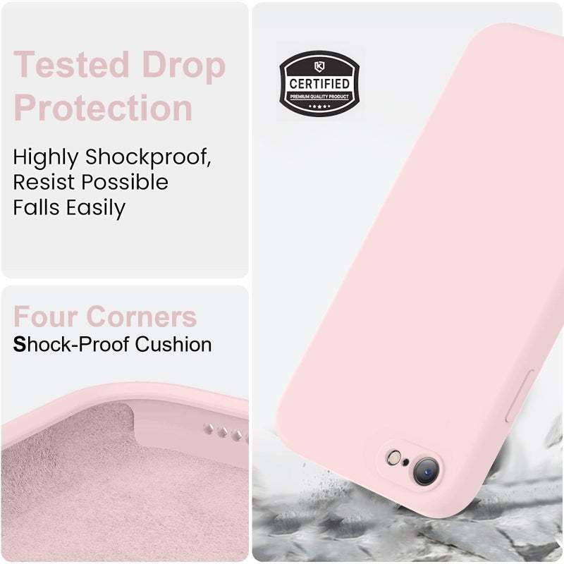 Vooii for iPhone SE Case 2022/3rd/2020,iPhone 8/7 Case, Upgraded Liquid Silicone with [Flat Edges] [Camera Protection] [Soft Anti-Scratch Microfiber Lining] Phone Case for iPhone SE - Chalk Pink - Image 5