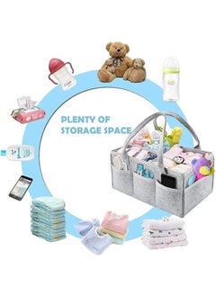 MIRFA Mirfa Baby Diaper Caddy Organizer Tote Bag With Handle - Nursery Storage Bin for Changing Table | Portable Car Travel Organizer – Diaper Organiser (Grey)  - Image 4