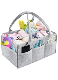 MIRFA Mirfa Baby Diaper Caddy Organizer Tote Bag With Handle - Nursery Storage Bin for Changing Table | Portable Car Travel Organizer – Diaper Organiser (Grey)  - Image 2