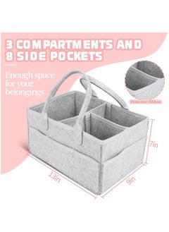 MIRFA Mirfa Baby Diaper Caddy Organizer Tote Bag With Handle - Nursery Storage Bin for Changing Table | Portable Car Travel Organizer – Diaper Organiser (Grey)  - Image 3