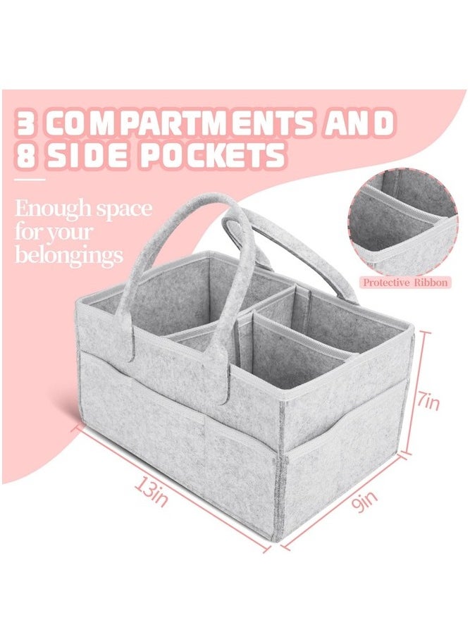MIRFA Mirfa Baby Diaper Caddy Organizer Tote Bag With Handle - Nursery Storage Bin for Changing Table | Portable Car Travel Organizer – Diaper Organiser (Grey)  - Image 3