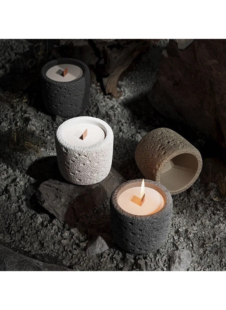 Generic Concrete Candle With Wooden Wicker  - Image 1