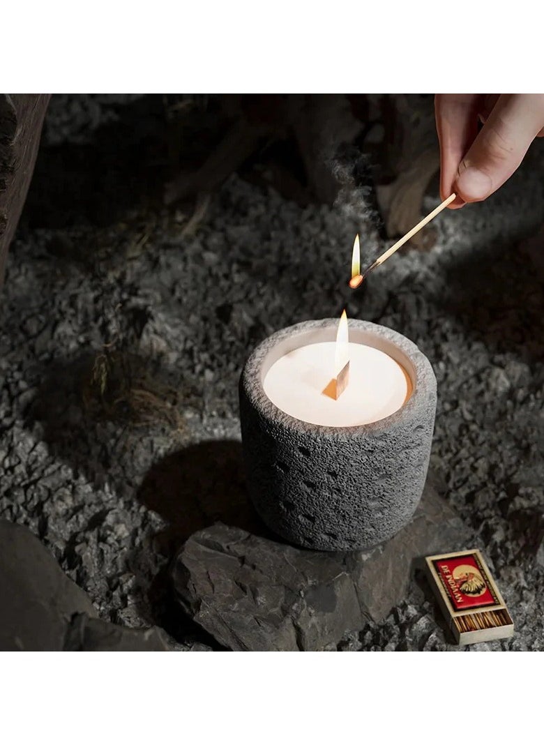Generic Concrete Candle With Wooden Wicker  - Image 2