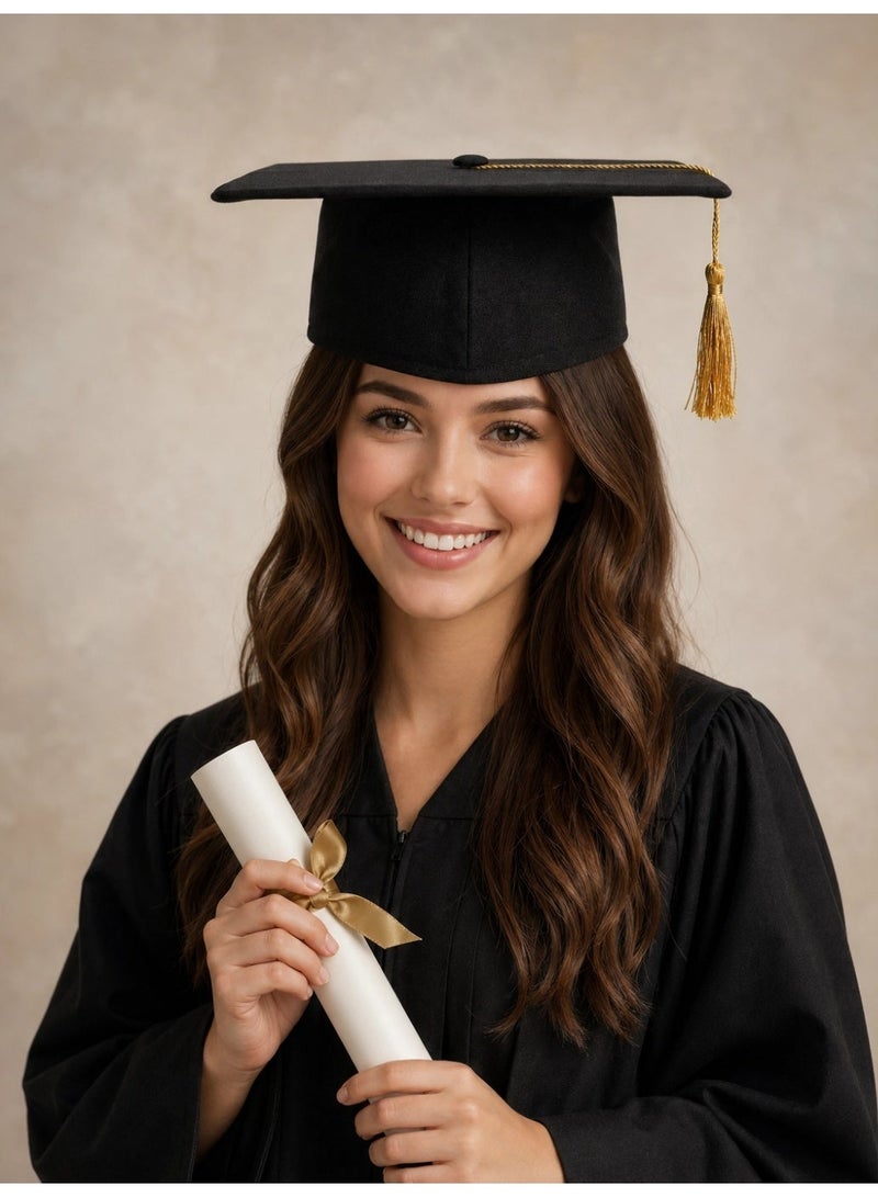kaya Graduation Cap Unisex Luxury Matte Classic Design with Gold Tassel Adjustable for College School Graduations Commemorative Photoshoots Everyday Wear - Image 4