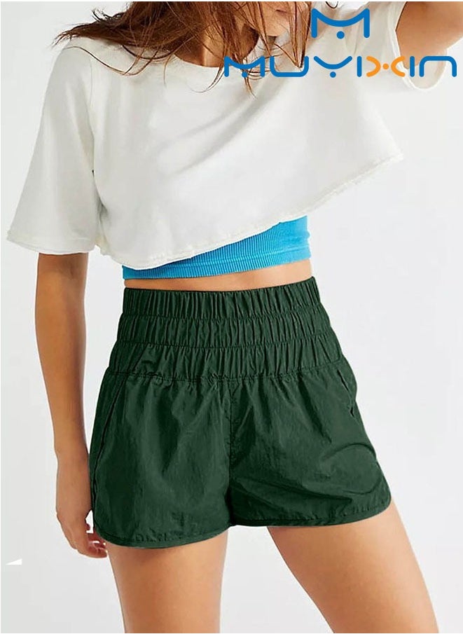 Muyixin Womens High Waisted Athletic Shorts Elastic Casual Summer Running Shorts Quick Dry Gym Workout Shorts L  - Image 1