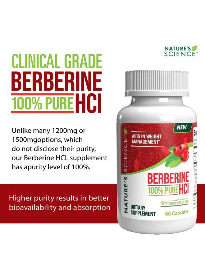 Nature's Science Berberine HCL with Phytosome Green Tea for Weight Management, 100% Pure Clinical Grade Berberine HCL for Better Absorption - Helps Metabolism, Keeps Full for Longer - 60 Caps - Image 4
