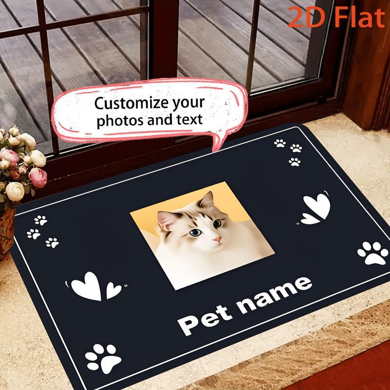 Non Slip Soft Machine Washable DIY Custom Photo Text Floor Mat 45x75cm With Paw Print Heart Designs For Bedroom Camping Room Decor Valentine Easter Gift - Image 1