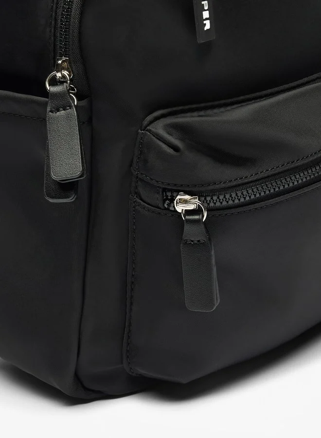 Lee Cooper Solid Backpack with Adjustable Straps and Zip Closure - 30x13x40 cm