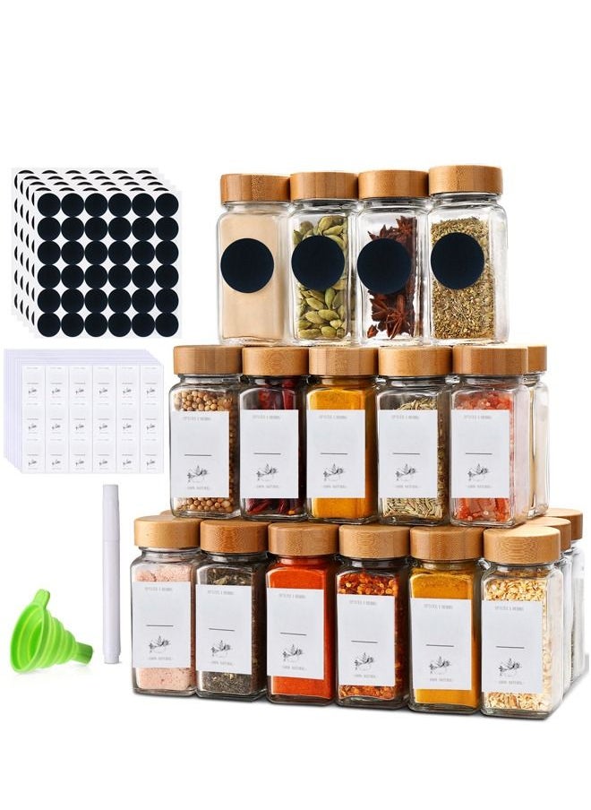 XiuWoo 24 Pack Glass Jars with Bamboo Lids, 120ml Airtight Spice Jars Set with Extra Labels and Pen, for Dry Food Canisters, Spice, Coffee, Beans, Candy, Nuts, Herbs  - Image 1