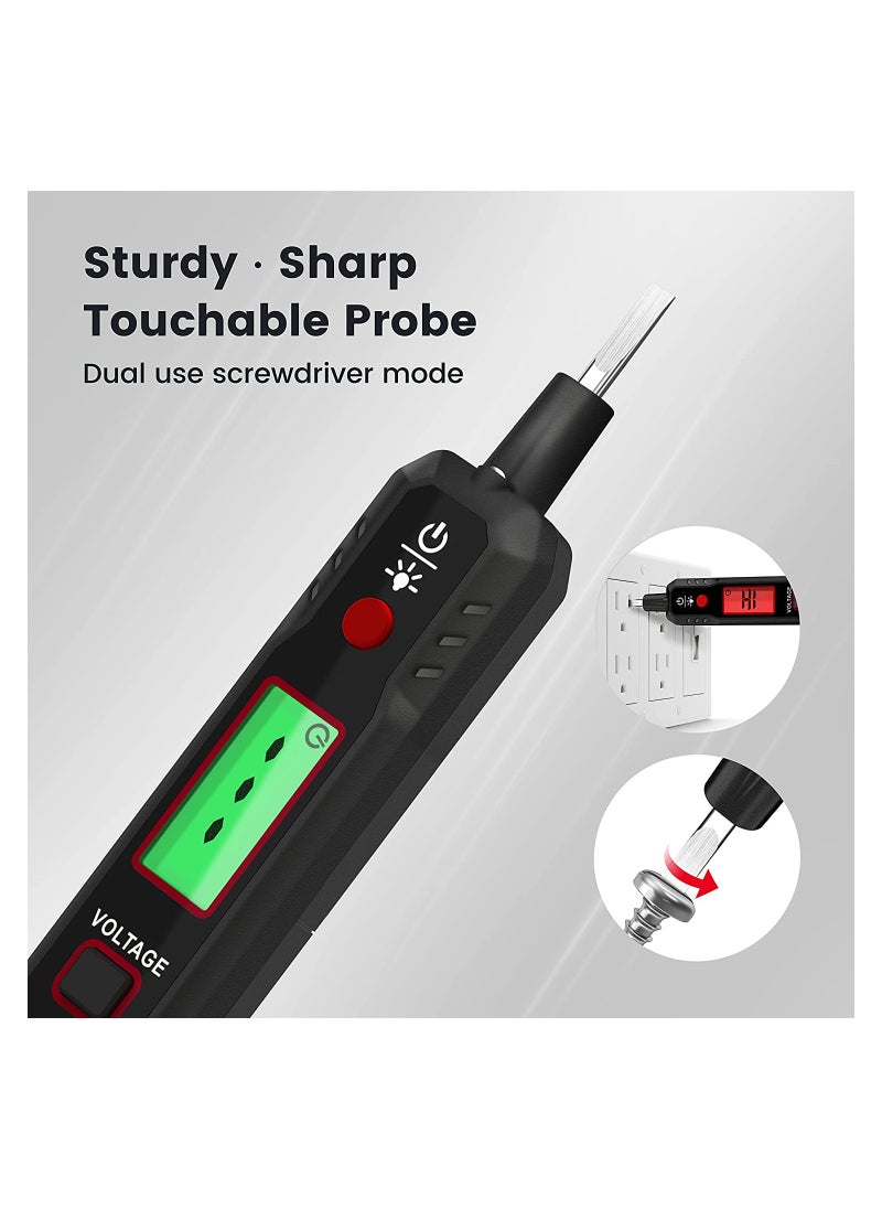 KASTWAVE - م tester فولتية SYOSI، 12V-300V بدون اتصال و قلم فولتية مع NCV، فاحص الأسلاك الكهربائية مع شاشة LCD و جرس، كاشف نقطة انكسار السلك - Image 1