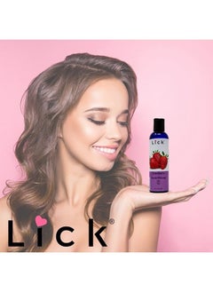 LICK زيت تدليك بنكهة الفراولة للعلاج بالتدليك - تدليك مريح للعضلات للرجال والنساء مع زيت فيتامين هـ الطبيعي مع زيوت عطرية لاستخدام البشرة - زيوت الجسم المرطبة الأساسية 118 مل  - Image 2