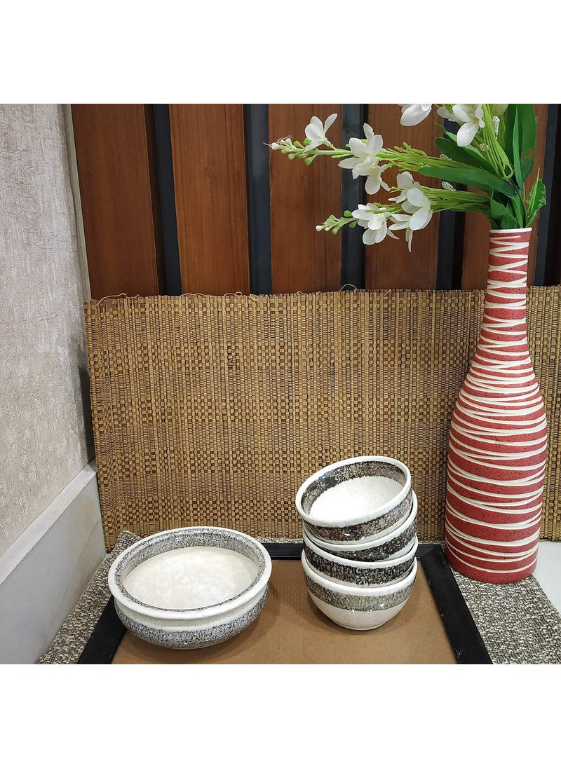 Caffeine Caffeine Ceramic Handmade Cream Black Patta Combo Dinner Set (9 pcs.)  - Image 3