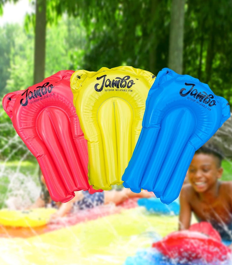 JAMBO 3 Pack Inflatable Body Boards for Water Slides, Boogie Boards for Pool, Lake & Slip Slides, Lightweight Floating Water Toys for Kids & Adults - Image 1