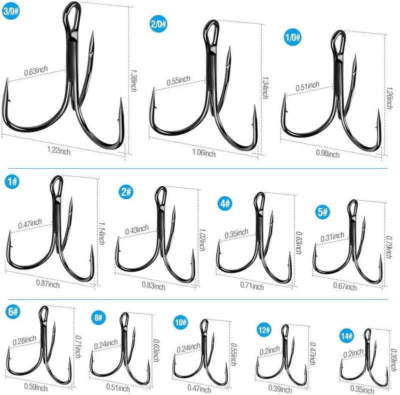 DONQL Fishing Hooks Treble Hook High Carbon Steel Treble Hooks Super Sharp Solid Triple Barbed Fish Hook - Image 2