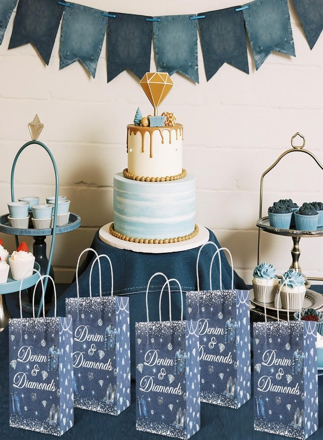 Serencatcher 16Pcs Denim and Diamonds Gift Bags Denim and Diamonds Party Decorations Paper Party Favor Bags 5.9x8.3x3.15Inches Candy Goodie Treat Bag with Handles for Birthday Bachelorette Baby Shower - Image 5