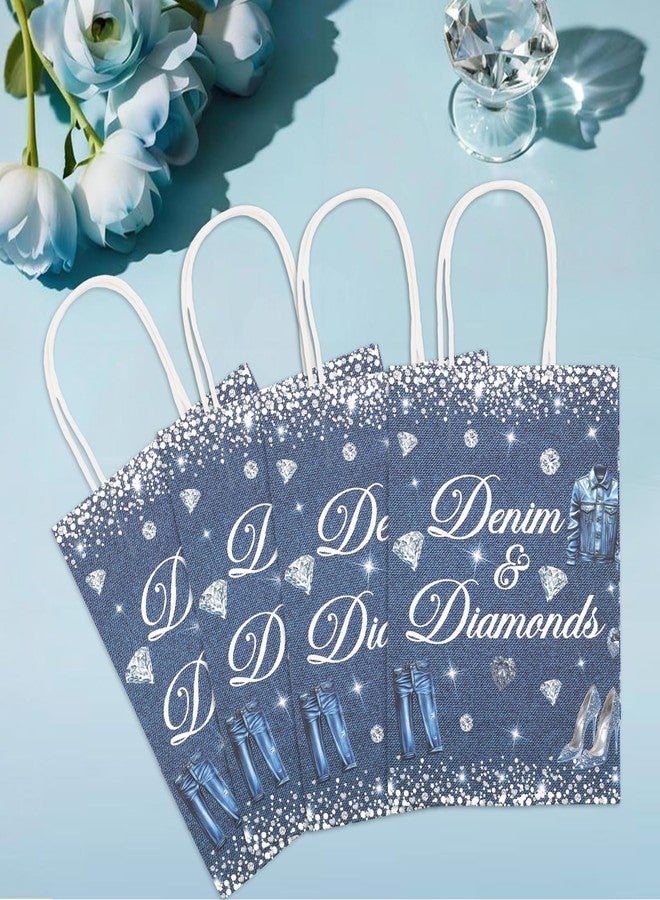 Serencatcher 16Pcs Denim and Diamonds Gift Bags Denim and Diamonds Party Decorations Paper Party Favor Bags 5.9x8.3x3.15Inches Candy Goodie Treat Bag with Handles for Birthday Bachelorette Baby Shower - Image 4