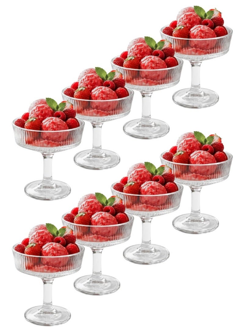 AL-GANNAS Set of 8 Crystal Glass Dessert Bowl Set with Base | Premium Cups for Sweets & Ice Cream - Image 1